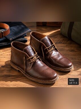 NWOT Kenneth Cole Reaction Uptown Brown Leather Chukka Boots Mens 11.5 Dressy